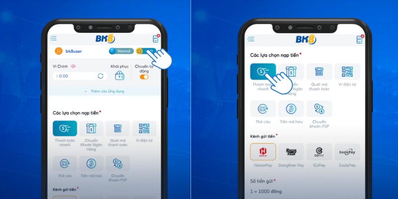 Hướng Dẫn Nạp Tiền BK8 Qua Quickpay Trên Mobile Hướng Dẫn Nạp Tiền BK8 Qua Quickpay Trên Mobile
